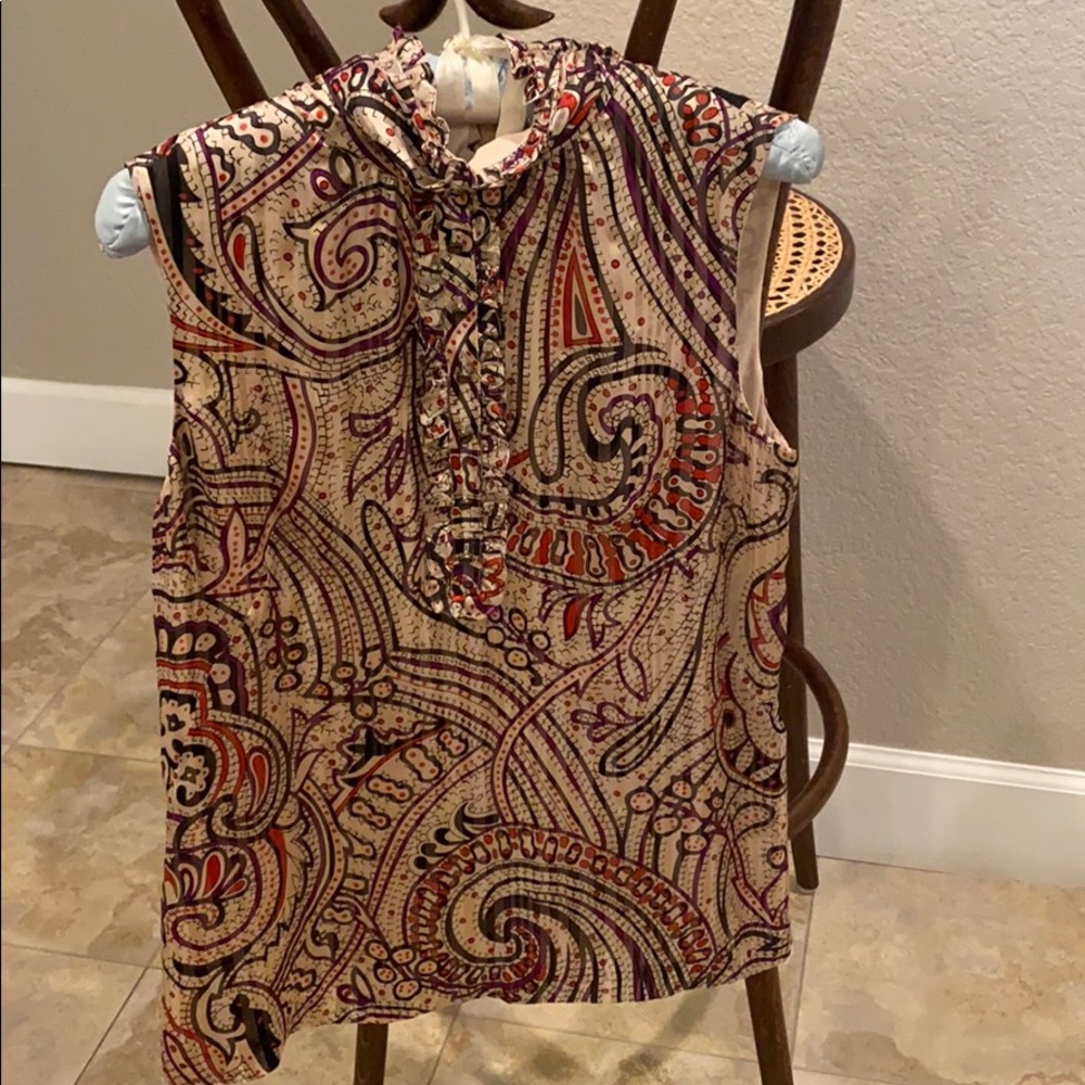 Autumnal colored sleeveless silk blouse